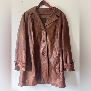 Vintage Skin Gear Genuine Leather Swing Coat – Chestnut Brown